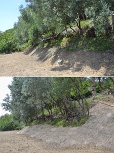Posa della iuta ai margini a monte delle nuove terrazze