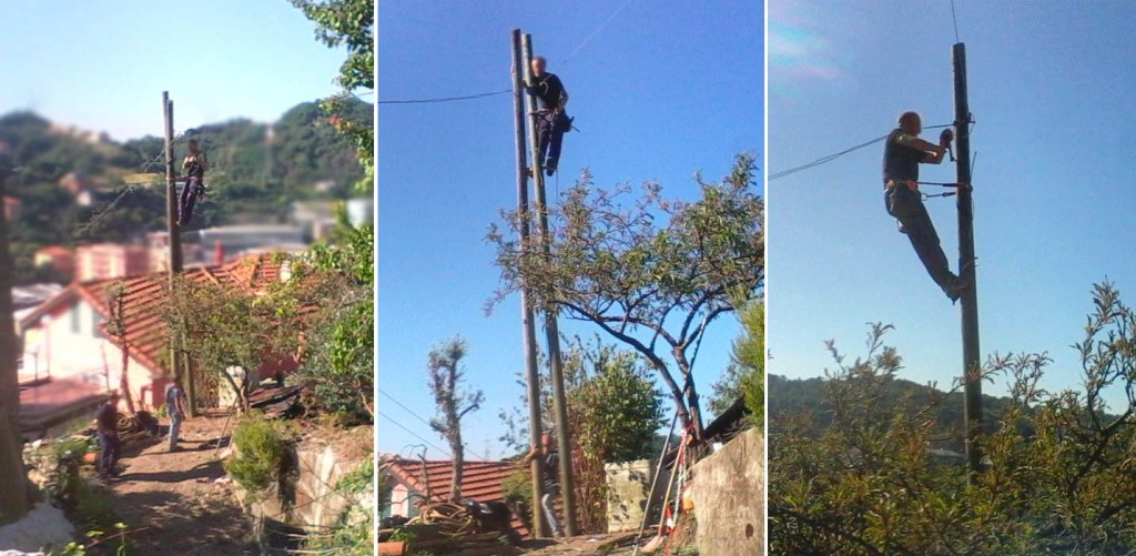 Fasi del cambio cavi sul palo nuovo da 8 metri (1,2 interrato)